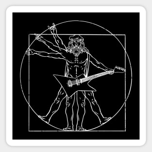 Funny Vitruvian Man Rocking a Guitar // Leonardo da Vinci Sticker